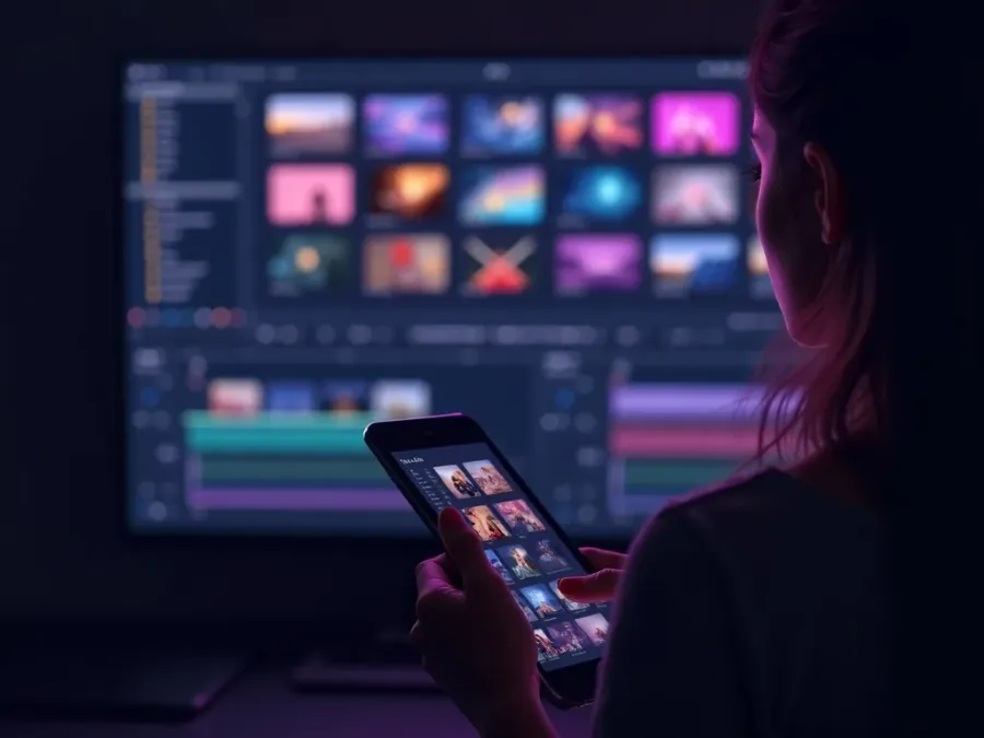 A wall of AI video style options being chosen from a tablet